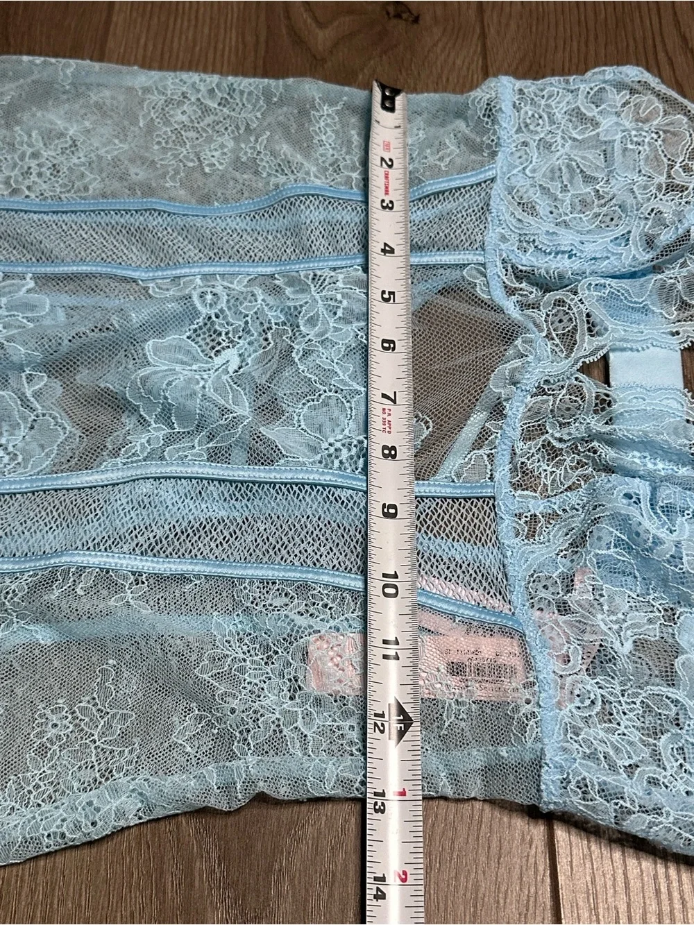 Victoria's Secret Very Sexy Lace Garter Slip And Thong Panty Set Blue Medium